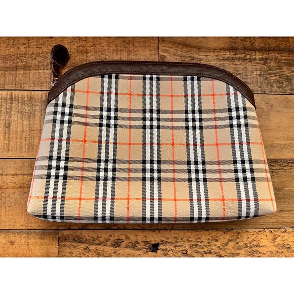 BURBERRY Nova Check Beige Canvas Pouch Clutch Bag - Picture 2 of 10
